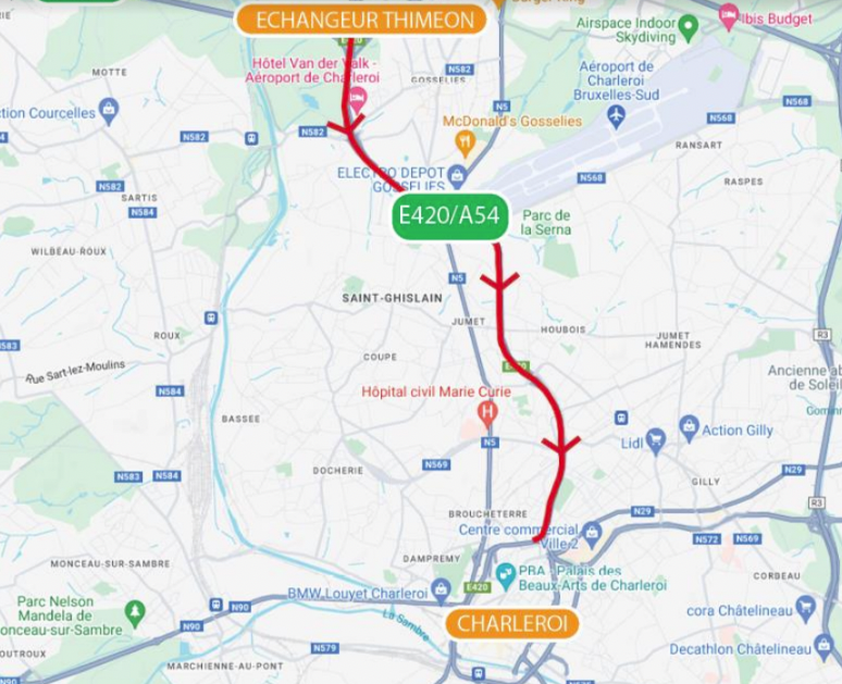 E420/A54 : Réhabilitation des revêtements de l’autoroute de Gosselies à Charleroi