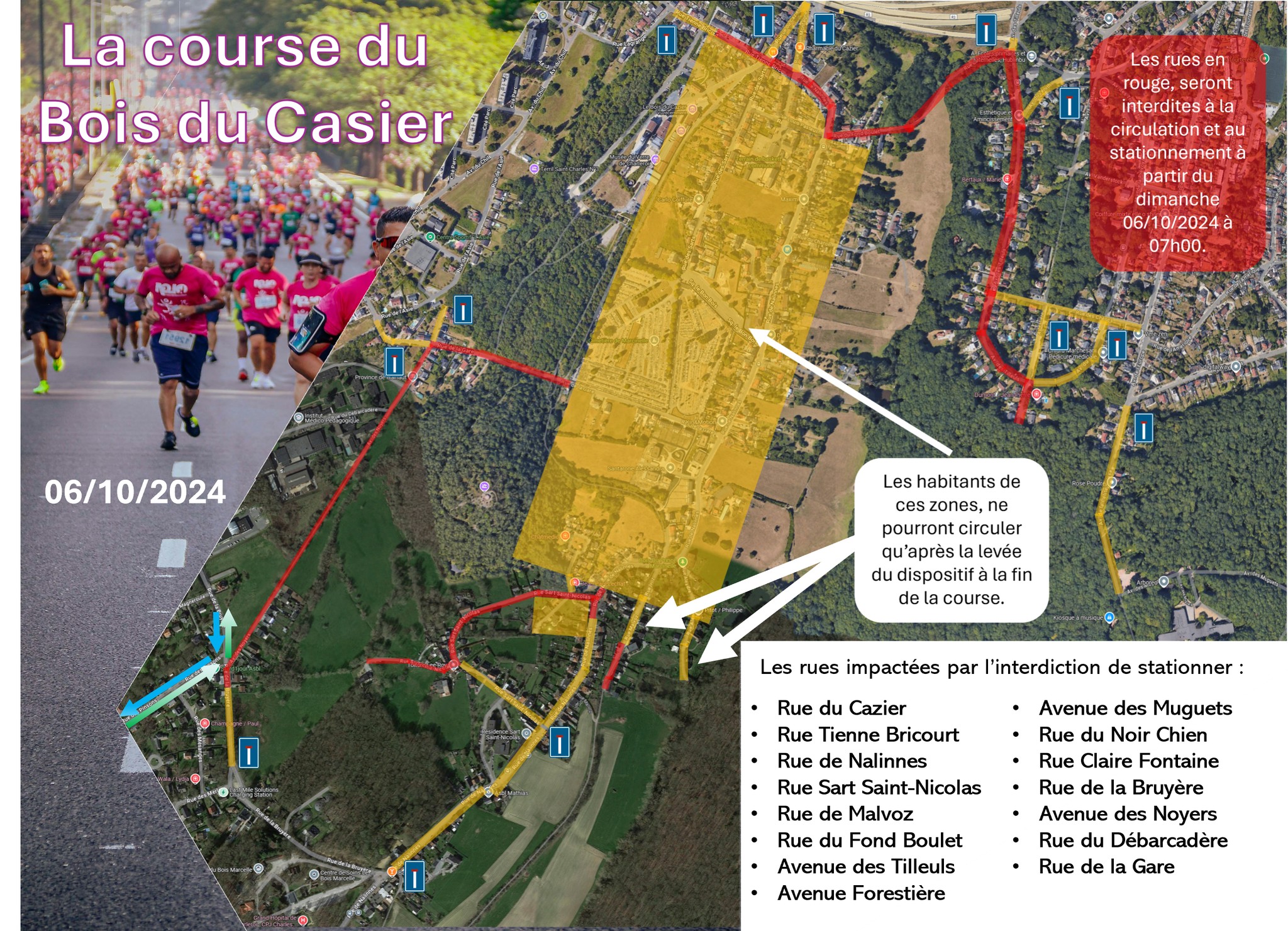 Course du Bois du Cazier : attention défense de stationner