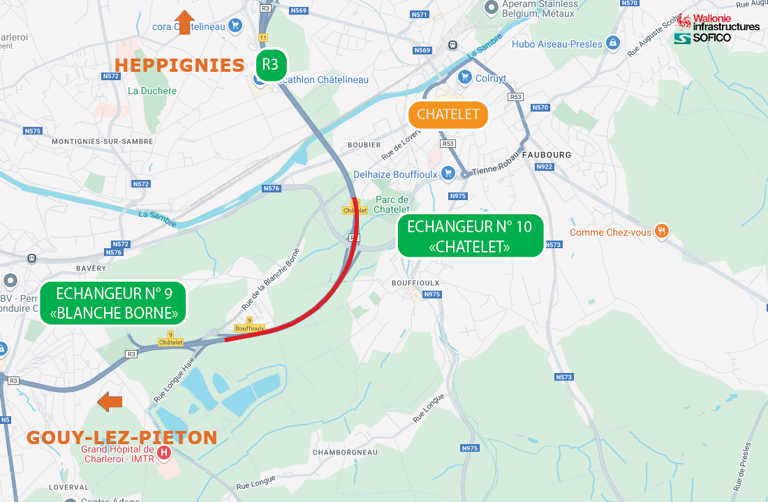 R3 de Charleroi: le revêtement va faire peau neuve entre la "Blanche Borne" et Châtelet à partir du 14 octobre