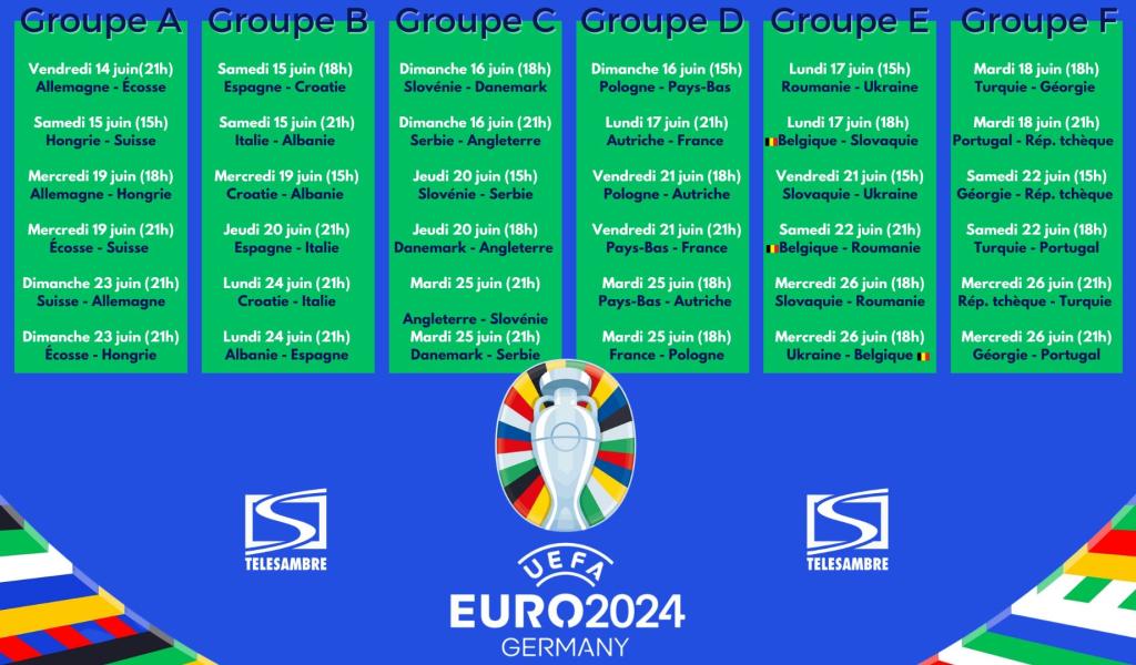 Le calendrier de l'Euro 2024 a portée de main