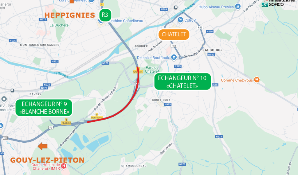 R3 de Charleroi: le revêtement va faire peau neuve entre la "Blanche Borne" et Châtelet à partir du 14 octobre